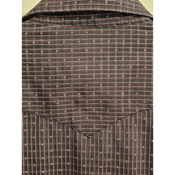 Panhandle Slim Western Shirt Mens Sz 17 36 Black Pearl Snaps Brown with Stripes - Picture 9 of 12